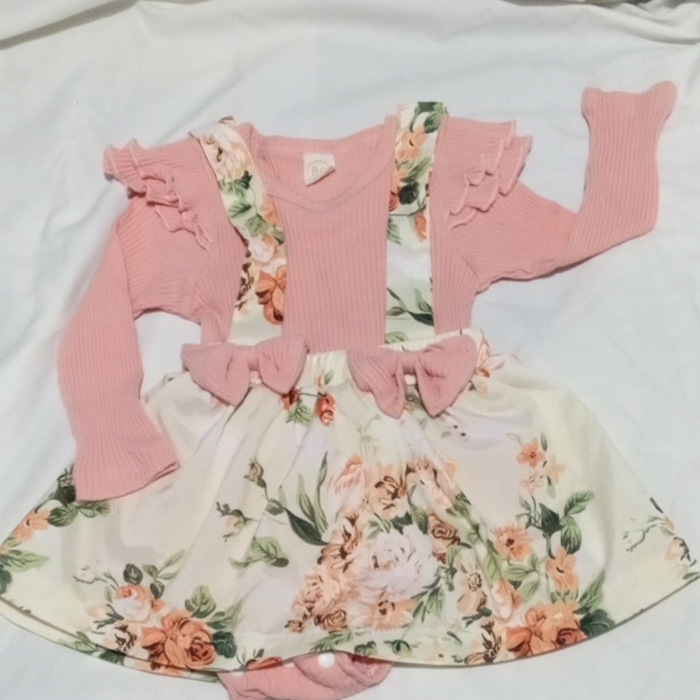 Floral Baby Dress with Pink Long Sleeve